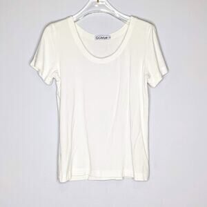 GGblue White Scoop Neck Short Sleeve T-Shirt Size L